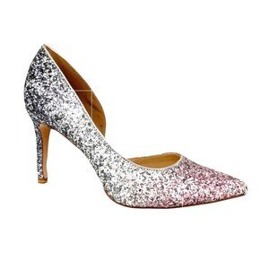Glitter Stiletto Heels 8 Showgirl Pink Silver Ombre' Pointed Toe Prom Elegant